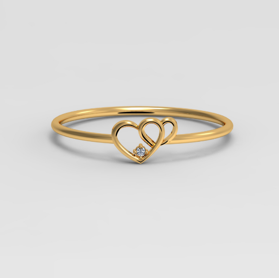 Picture of Delicate Diamond Double Heart Ring – Minimalist Jewelry for Her