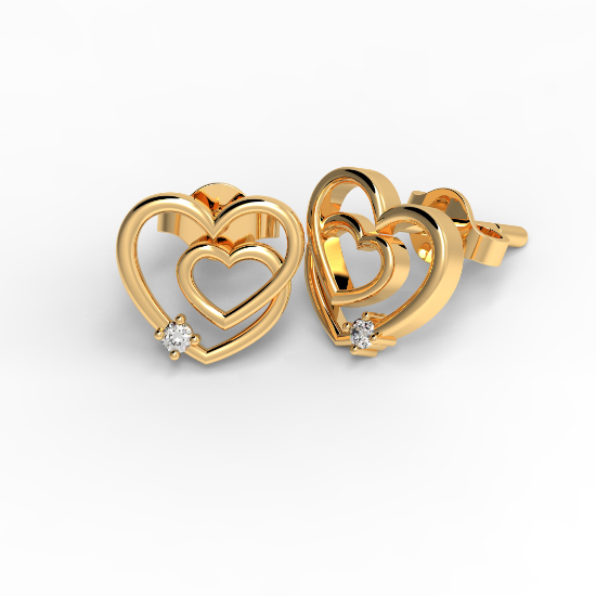 Gold Heart Studs