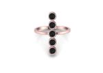 Gemstone Bezel Vertical Bar Ring with Rose Gold Plated