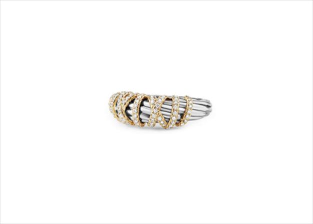 Two Tone Plated CZ Studded Mens Ring