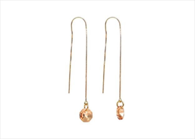 Gold Plated Octagon Threader Gemstone Earrings