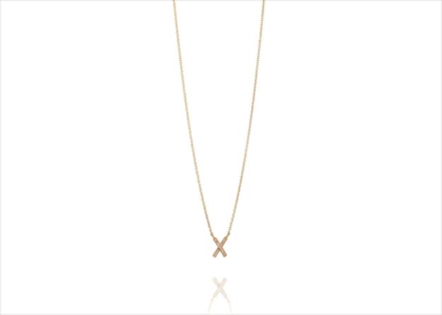 Gold Plated CZ Studded X Shaped Pendant