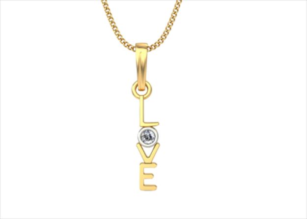 Two Tone Plated Bezel Set Love Pendant