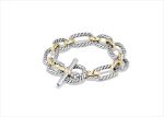 Two Tone Plated Twisted Toggle Link Chain Bracelet