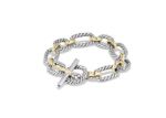 Two Tone Plated Twisted Toggle Link Chain Bracelet