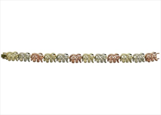 Three Tone Plated Elephant Bracelet