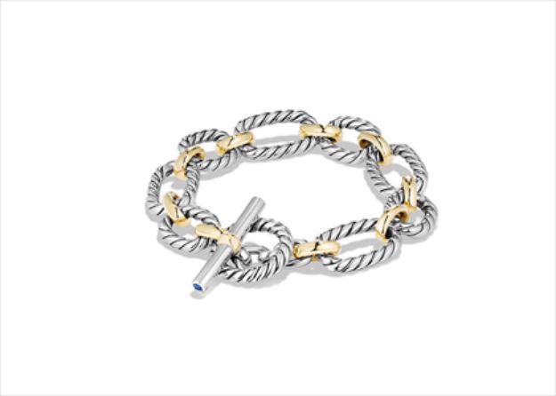 Two Tone Plated Twisted Toggle Link Chain Bracelet
