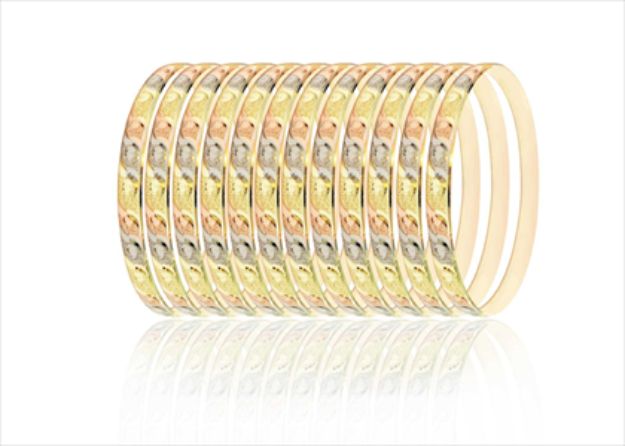 3 Tone plated Diamond Cut Bangles