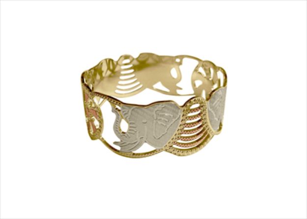 CNC Elephant Bangle with Three Tone Plated