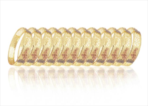 Three Tone Plated Filigree Bangles