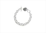 Silver Plated Mens Toggle Heart Charm Bracelet