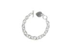 Silver Plated Mens Toggle Heart Charm Bracelet