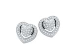 Micro Pave Cubic Zirconia Heart Stud Earrings
