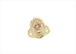 Two Tone Plated Filigree Cross Catholic Ring