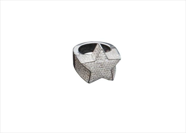 Iced Out Pentagram Star Micro Pave CZ Ring