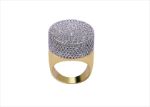 Gold Plated Round Fully Iced Out CZ Hip Hop Ring