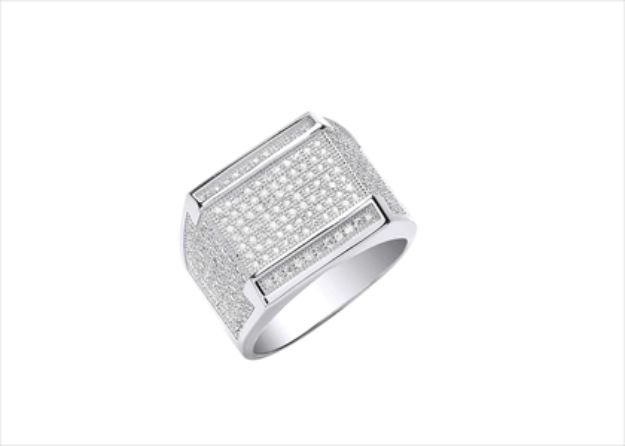 Large Rectangle Micro Pave Iced Out Ring