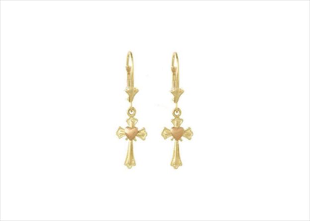 Religious Cross Earring with Two Tone Plating