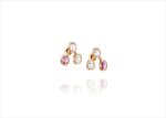 Gold Plated Three Stone Bezel Set Stud Earrings