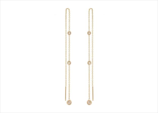 CZ Studded Bezel Threader Earrings