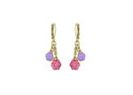 CZ Studded Flower Dangle Earrings