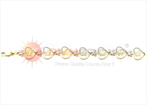 Three Tone Plated Numerical Flower Heart Bracelet