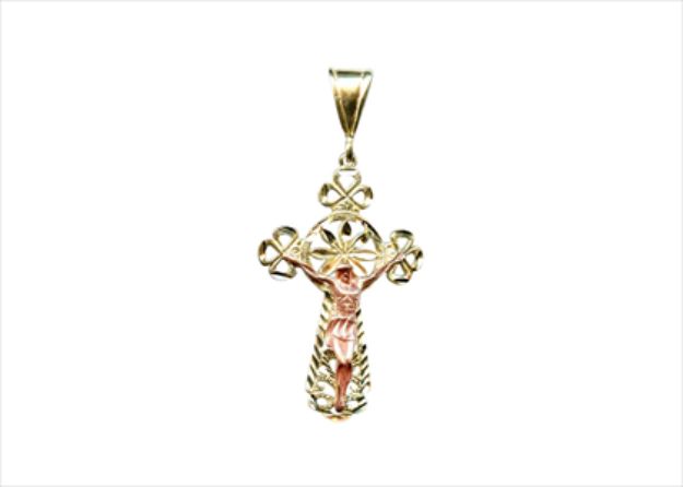 Two Tone Plated Filigree Crucifix Cross Pendant