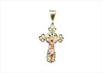 Two Tone Plated Filigree Crucifix Cross Pendant