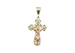 Two Tone Plated Filigree Crucifix Cross Pendant
