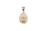 Two Tone Plated Filigree Mother Mary Oval Pendant