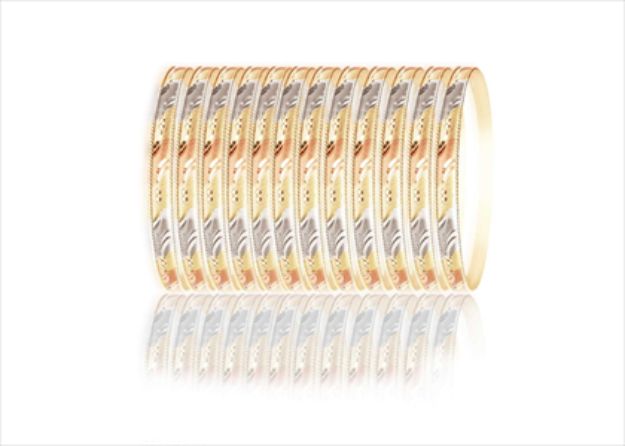 Three Tone Plated Side Veni Bangles