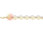 Three Tone Plated Numerical Flower Heart Bracelet