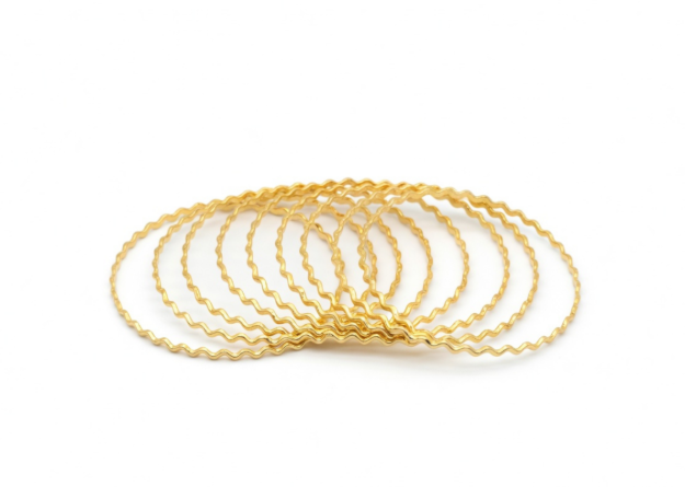 Zig Zag Texture Gold Plated Bangles