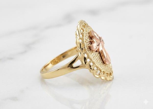 Filigree cross catholic ring