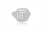 Rhodium Plated Cushion Outline Engagement Ring