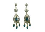 Gold Plated CZ Studded Gemstone Chandelier Drop Earring