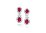 Rhodium Plated Ruby and CZ Gemstone Earrings