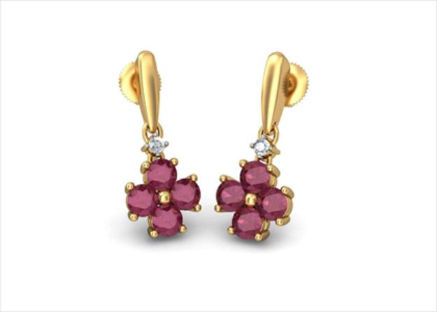 Gold Plated CZ Studded Gemstone Earring