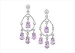 Rhodium Plated CZ Studded Gemstone Long Dangle Earring