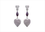 Rhodium Plated Filigree Gemstone Dangle Earring