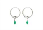 Rhodium Plated Gemstone Hoop Dangle Earring