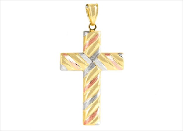 Tri Tone Plated | High Polish Cross Pendants