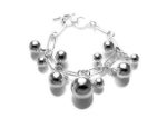 Silver Plated Womens Pearl Charm Chain Bracelet