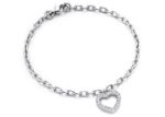 Silver Plated CZ Studded Heart Charm Bracelet