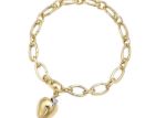 Gold Plated CZ Studded Apple Charm Bracelet