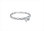 Silver Plated CZ Studded Lock and Key Charm Bracelet