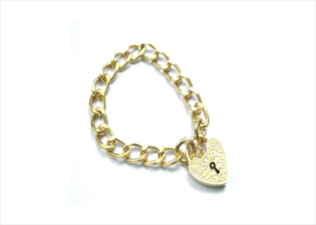 God Plated Mens Heart Charm Bracelet