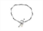 Silver Plated Toggle Womens Pearl Bracelet