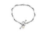 Silver Plated Toggle Womens Pearl Bracelet