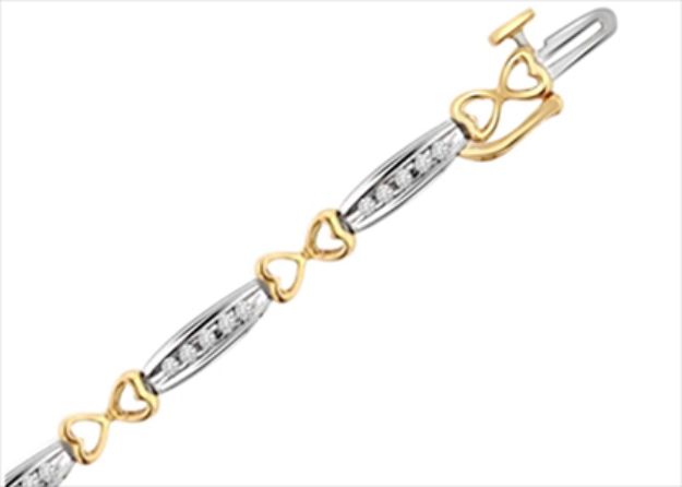 Two Tone Plated CZ Studded Tennis Bracelet